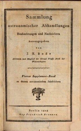Sammlung astronomischer Abhandlungen, Beobachtungen und Nachrichten. 4, 4. 1808