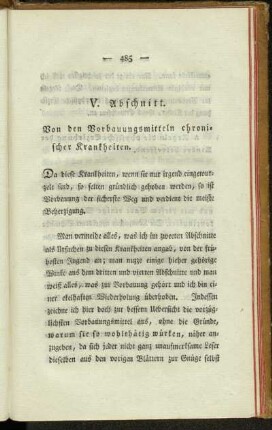 V. Abschnitt. Von den Vorbauungsmitteln chronischer Krankheiten.