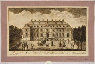 Das Mosczinska Palais an der Bürgerwiese, Blick vom Garten nach Südosten, Blatt Teil einer Reihe Dresdner Stadtansichten von Schlitterlau um 1770