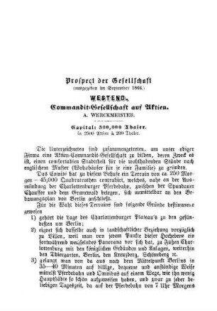 Prospect der Gesellschaft (ausgegeben im September 1866.)