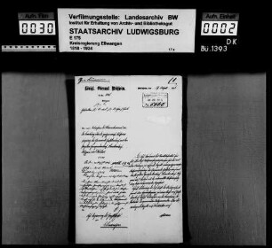 Bildung der Wasserversorgungsgruppe Großdeinbach durch die Gemeinde Großdeinbach und deren Teilgemeinden Hangendeinbach, Kleindeinbach, Waldau, Wetzgau und Wustenriet, Schuldaufnahme und Grundstocksangriff dieser Wasserversorgungsgruppe