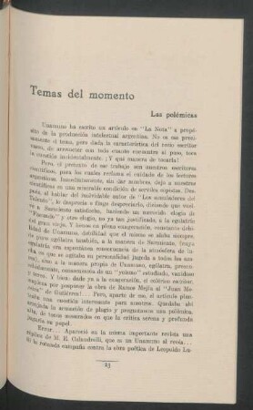 Temas de un momento : Las polémias