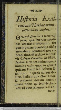 Historia Exaltationis Theriacarum in Theriacam Coelestem