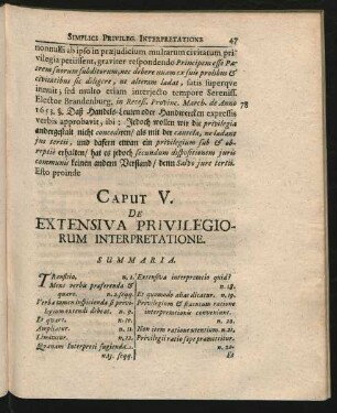 Caput V. De Extensiva Privilegiorum Interpretatione.
