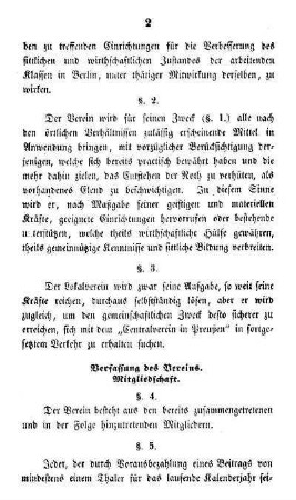 Verfassung des Vereins. Mitgliedschaft