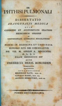 De phthisi pulmonali : Diss. inaug. med.