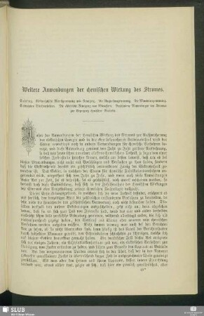 Weitere Anwendungen der chemischen Wirkung des Stromes