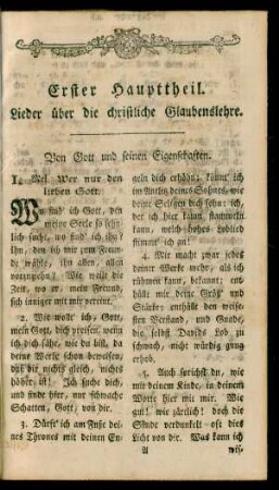 Erster Haupttheil. Lieder über die christliche Glaubenslehre [Nr. 1-204]