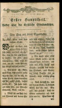 Erster Haupttheil. Lieder über die christliche Glaubenslehre [Nr. 1-204]
