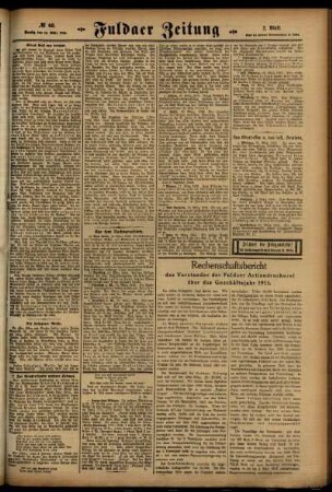Zweite Ausgabe vom Montag, den 13. März 1916.