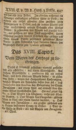 Das XVIII. Capitel. Vom Wapen des Hertzogs zu Lothringen