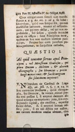 428-445, Quaestio I. Ad quid teneatur servus apud Principem, vel Ministrum Gratiosus...