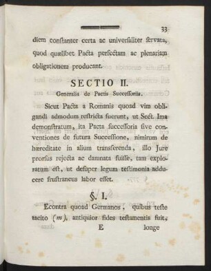 Sectio II. Generalia de Pactis Successoriis.