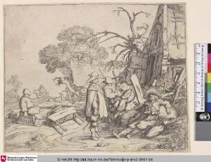 [Gasthaus mit Bauern und Soldaten; A Soldier Receiving an Order from a Sitting Officer; Landschap met soldaten]