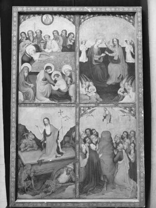 Altarwerk — Altartafel mit Mariae Tod und Krönung, Christi Auferstehung und Himmelfahrt