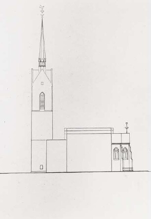 Matthäuskirche, Hannover-List: Ansicht von unten (bezügl. des Grundriss!)