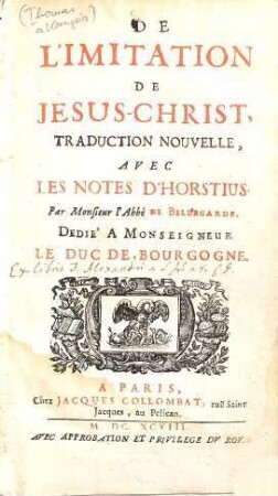De L'Imitation De Jesus-Christ