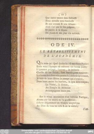 Ode IV. Le Rétablissement De L'Académie.