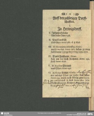 Auff den zuhörigen Dorffschafften