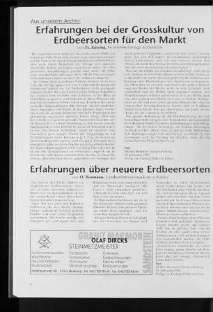 Erfahrungen über neuere Erdbeersorten