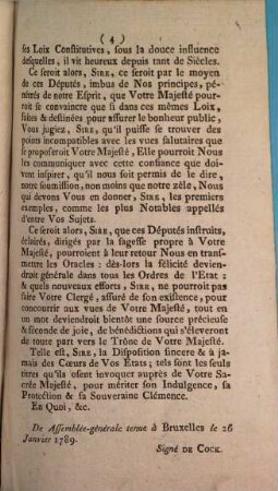 Supplique Des États De Brabant A L'Empereur Et Roi : De Assemblée-générale tenue à Bruxelles le 26 Janvier 1789