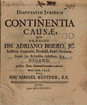 Disp. iur. de continentia causae