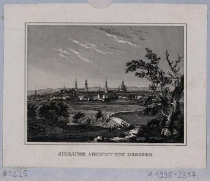 Blick auf Dresden von Süden (Höhe heutige Bergstraße), aus Schiffners Beschreibung von Sachsen um 1840