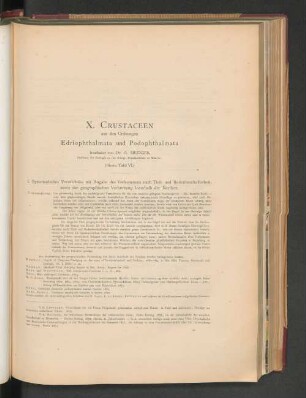 X. Crustaceen aus den Ordnungen Edriophthalmata und Podophthalmata