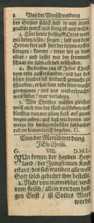 Von der Menschwerdung Jesu Christi.