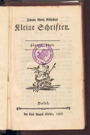 5: Johann Georg Schlossers Kleine Schriften, Fünfter Theil