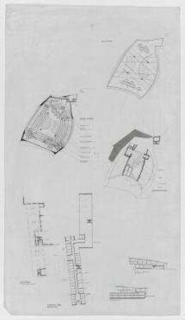 Eingeladener Wettbewerb Staatsbibliothek der Stiftung Preußischer Kulturbesitz (nicht realisiert) – Grundrisse, Schnitt, Ansicht, Draufsicht. Berlin-Tiergarten, Potsdamer Straße