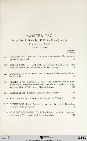 Zweiter Tag: Freitag, den 2. Dezember 1932, im Franz-Josef-Saal, Beginn um 3 Uhr (Nr. 321-650)