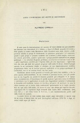 Sopra l'isomorfismo dei gruppi di sostituzioni.