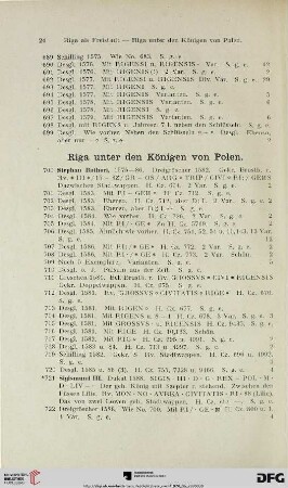 Riga unter den Königen von Polen (Nr. 700-760)