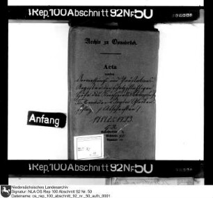 Vermessungs- und Abgabenverzeichnisse der schatzpflichtigen Stätten in der Vogtei Glockenschlag (Kirchspiele Schwagstorf und Fürstenau, Abschriften)