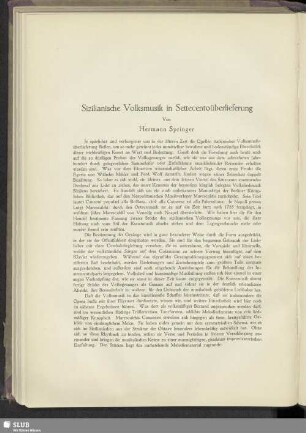 Sizilianische Volksmusik in Settecentoüberlieferung