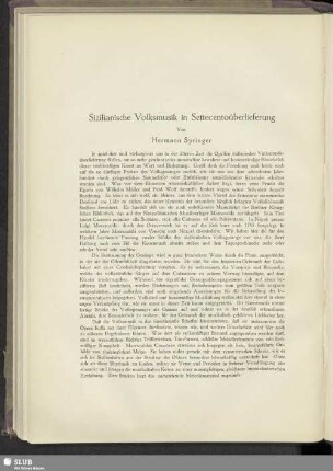 Sizilianische Volksmusik in Settecentoüberlieferung