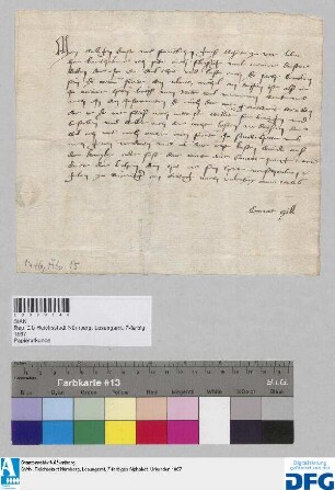 Cunrat Czill ersucht den Bartholmes Neithart, z. Zt. in Wien, um seine Unterstützung für Ulrich Michel, die etwaigen Kosten wird des Cunrat Paumgartners Diener begleichen.