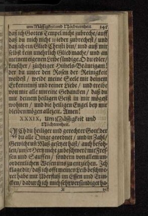 XXXIX. Um Mässigkeit und Nüchternheit.