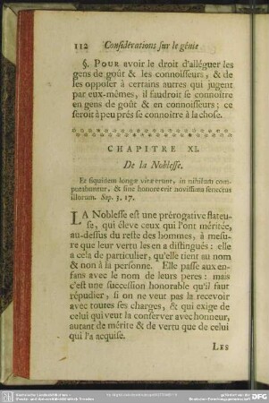 Chapitre XI. De la Noblesse