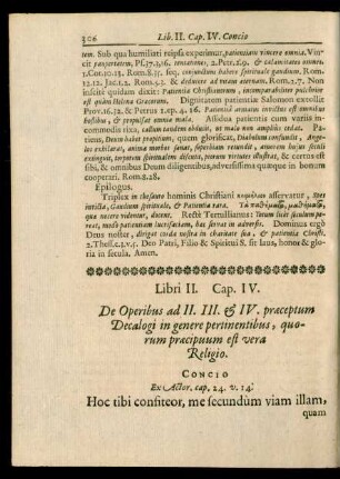 Cap. IV. De Operibus ad II. III. & IV. praeceptum Decalogi in genere pertinentibus, quorum praecipuum est vera Religio.