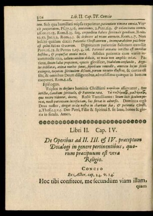 Cap. IV. De Operibus ad II. III. & IV. praeceptum Decalogi in genere pertinentibus, quorum praecipuum est vera Religio.
