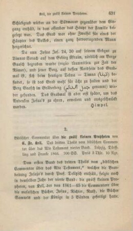 631-637 [Rezension] Keil, Carl Friedrich, Biblischer Commentar über die zwölf kleinen Propheten