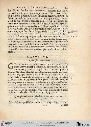 Caput. VI.: De Gymnasiis Antiquorum