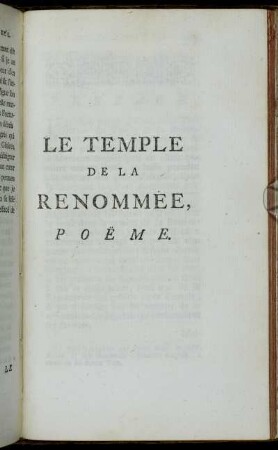 Le Temple De La Renommée, Poëme