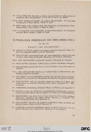 Altberliner Porzellan: Wegely und Gotzkowski (Nr. 366-384)
