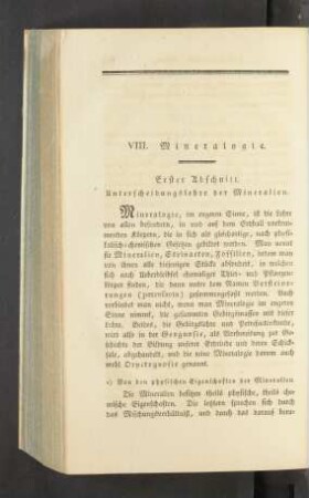 Erster Abschnitt. Unterscheidungslehre der Mineralien.