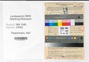 Entnazifizierung Karl Fleischmann , geb. 04.04.1889 (Haendler)