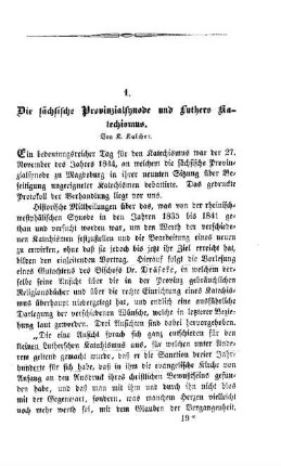 Die sächsische Provinzialsynode und Luthers Katechismus