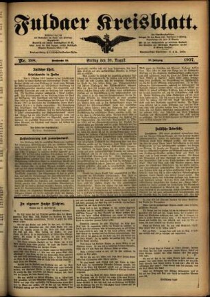 Ausgabe vom Freitag, den 30. August 1907.